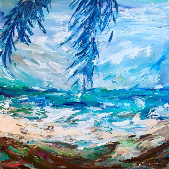 'Windy day under the palms" - 36x36"