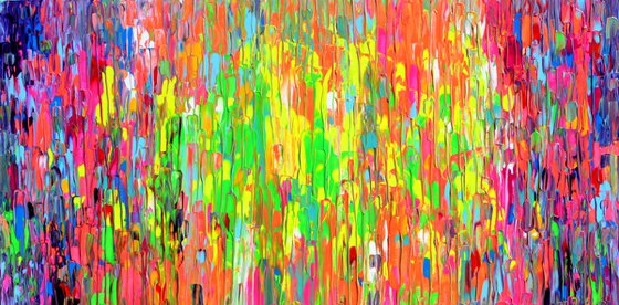63x31.5'' Large Ready to Hang Colourful Modern Abstract Painting - XXXL Happy Gypsy Dance 11