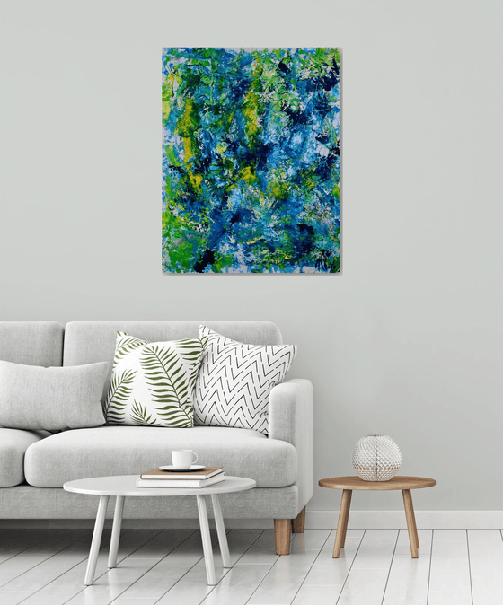 Gestural Blue Flow 2 - 76 x 97 cm