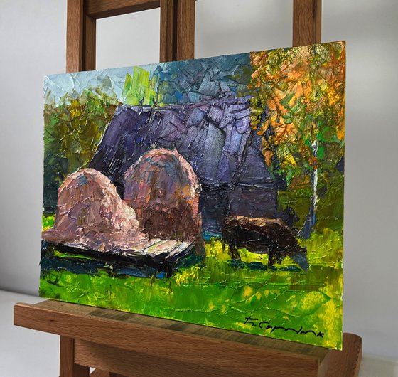 Lonely Cow in a Country Field