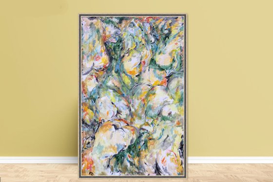 BREATH OF SPRING - nude abstract original painting, erotic, interior art