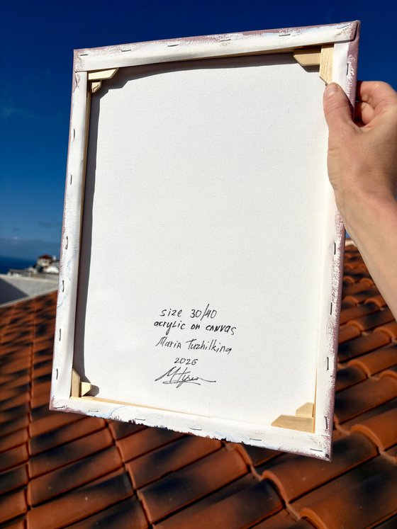 ABSTRACT BLUE AND GOLD FLOWER COMPOSITION