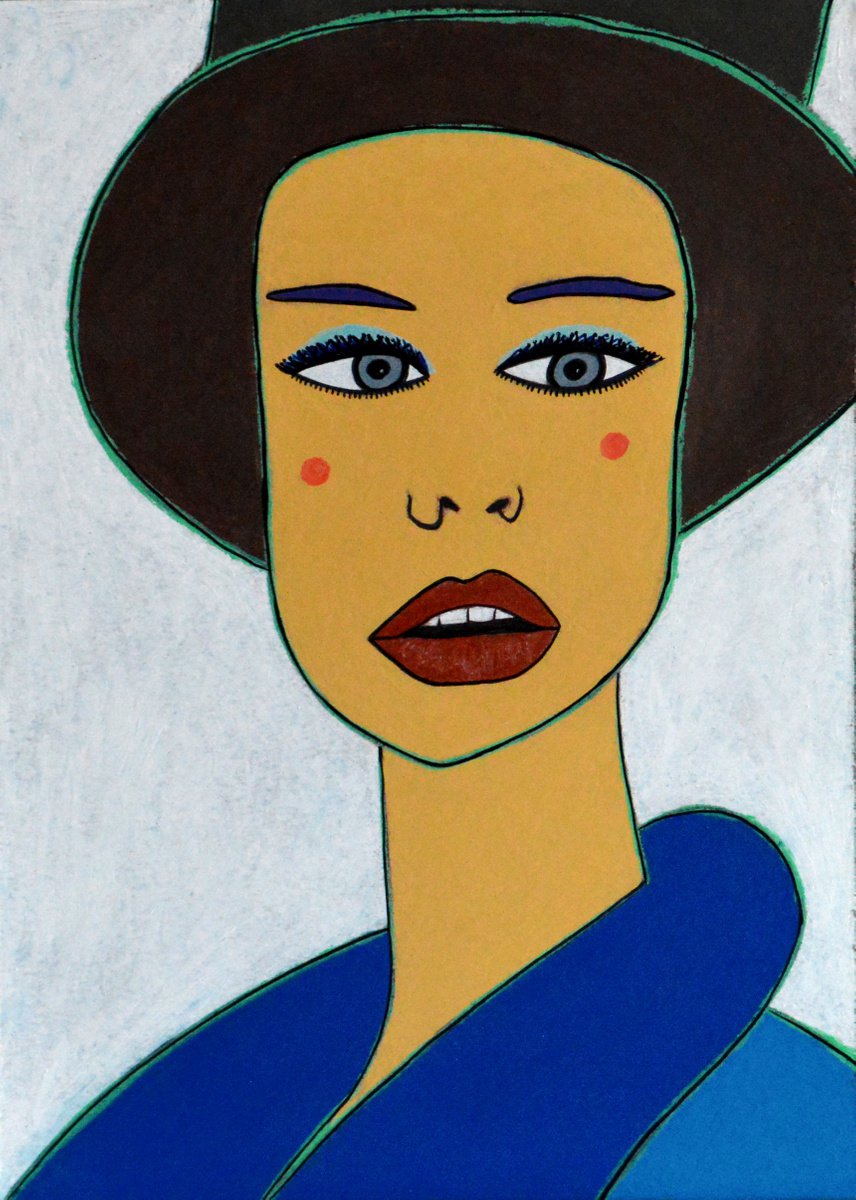 Woman portrait with brown hat by Ann Zhuleva