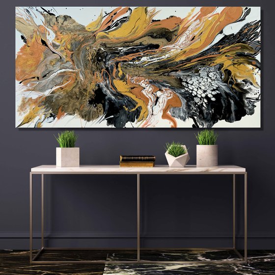 The Shining of Gold - LARGE, VIBRANT, COLOURED ABSTRACT ART – EXPRESSIONS OF ENERGY AND LIGHT. READY TO HANG!