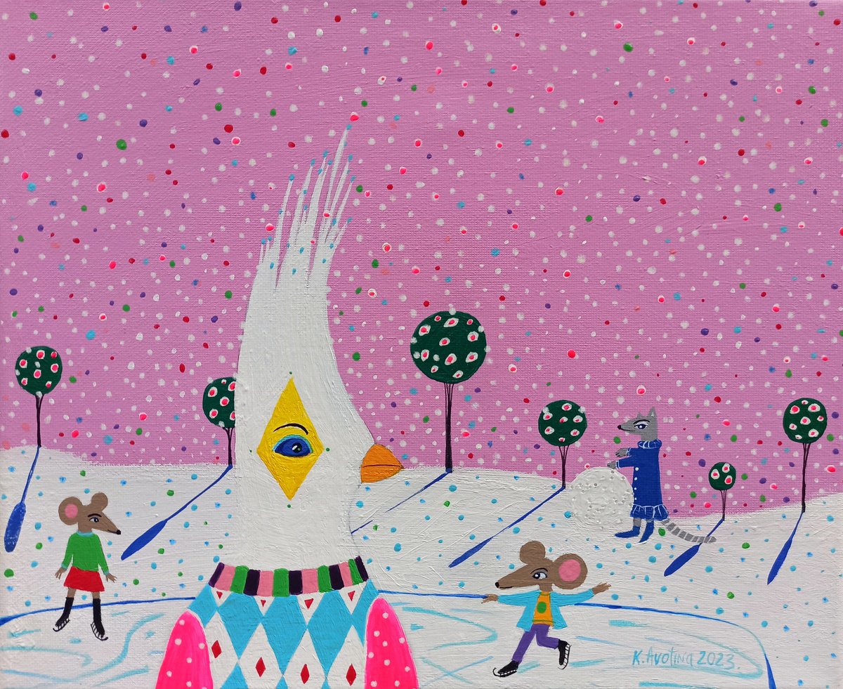 Impressionistic Animal Acrylic Painting By Katrina Avotina, 12 X 10", Supervisor, Original Artwork