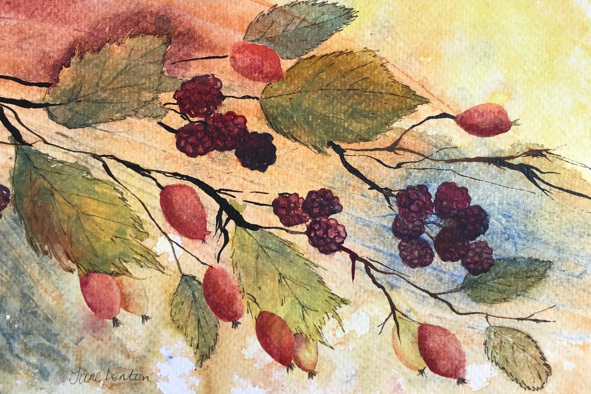 Autumn Hedgerow by JANE DENTON