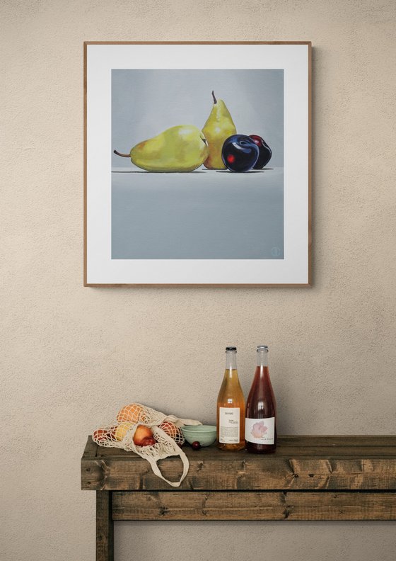 Still Life Pears And Plums