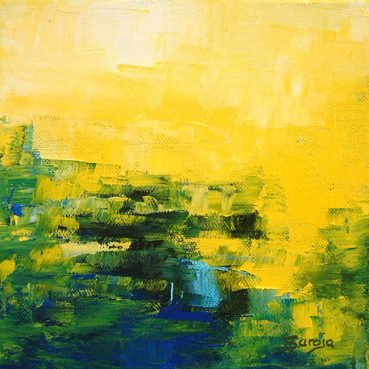 Yellow-Green (Ref#:1068-20Q) By Saroja Van Der Stegen, 9 X 9, Artwork For Sale On Artfinder
