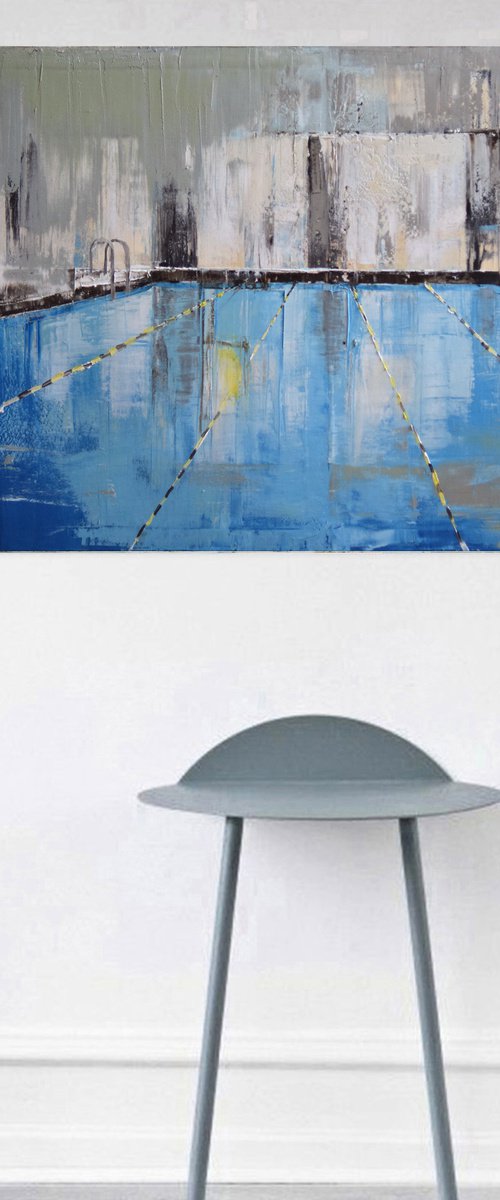 Oil painting, stretched "Pool 03" 100/70cm by Kariko ono