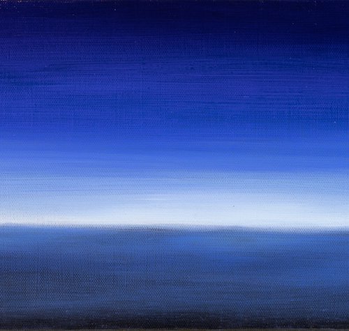 Blue horizon - oil painting landscape by Fabienne Monestier