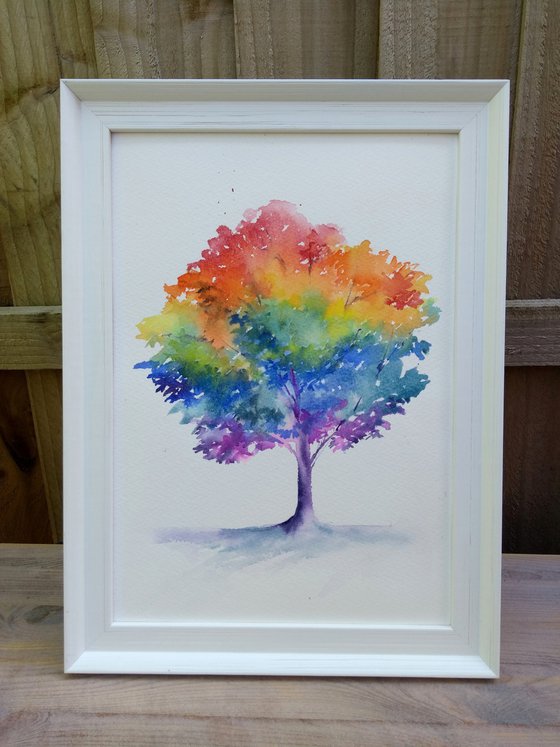 Rainbow Tree - Original Watercolour Painting