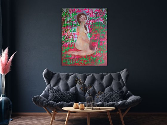 Woman Nude, Pop Art, canvas, mixed media - ANTIFRAGILE - 100x80 cm