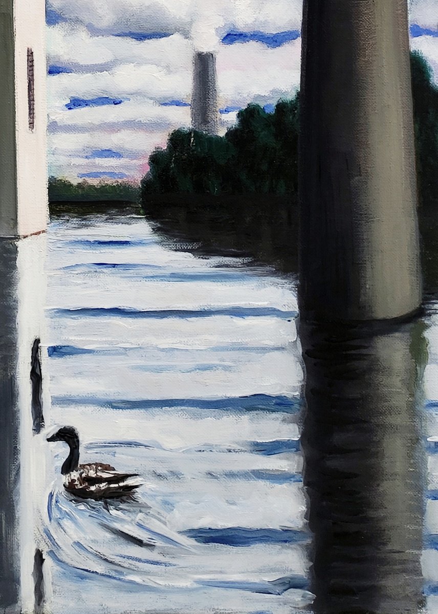 Impressionistic Landscape Oil Painting By Andrea Vandoni, 20 X 28, A New Lake, Original Artwork