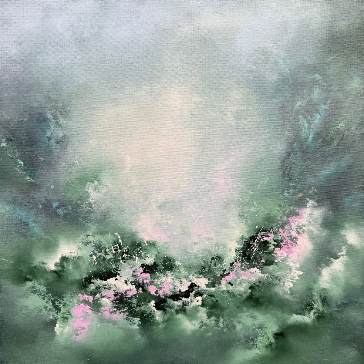 Organic Abstract Oil Painting By Jaimie Volkaerts, 25 X 25, A Walk Through The Woods, Original Artwork