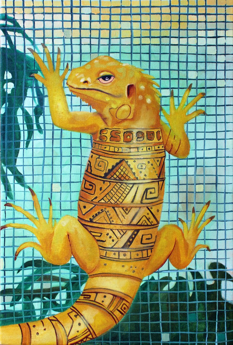 Surrealistic Animal Oil Painting By Ben Stephenson, 16 X 24, Skin Index, Original Artwork