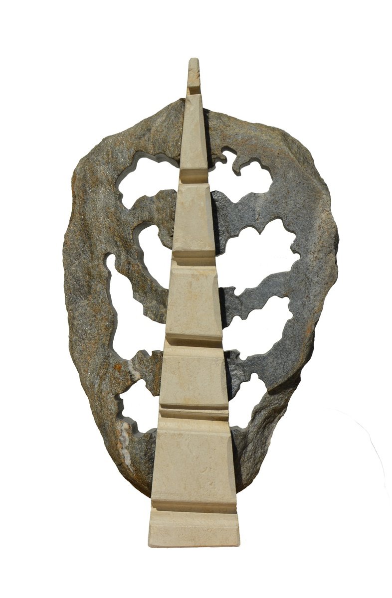 Botanical Stone Sculpture By Ognyan Chitakov, 15 X 26", "Reed", Original Artwork