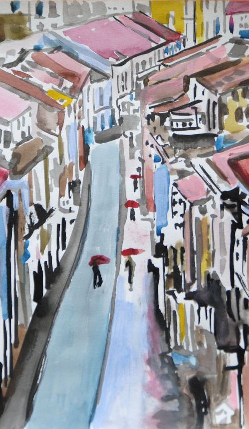 Rainy town IV / 42 x 29.7 cm by Alexandra Djokic