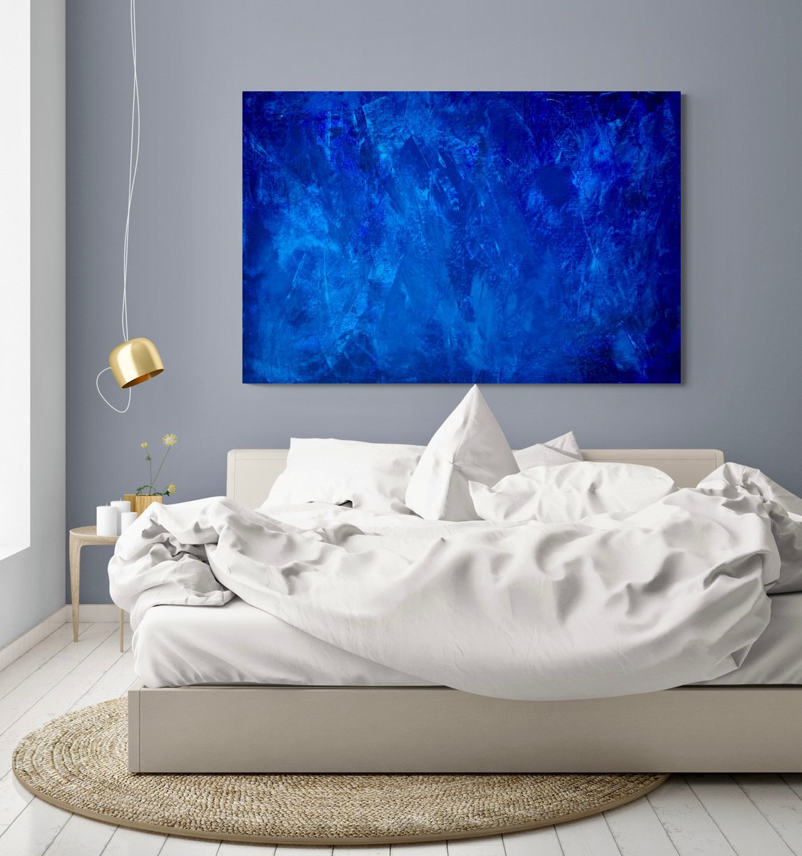 Abstract Acrylic Painting By Anita Kaufmann, 59 X 39, Beyond The Blue Sea 1725, Original Artwork