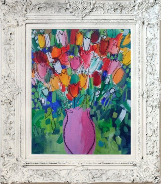 Tulips in a Pink Vase III