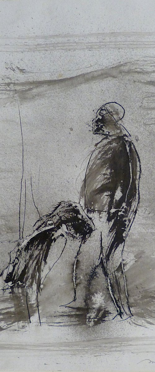 The man and the dog, 24x32 cm by Frederic Belaubre