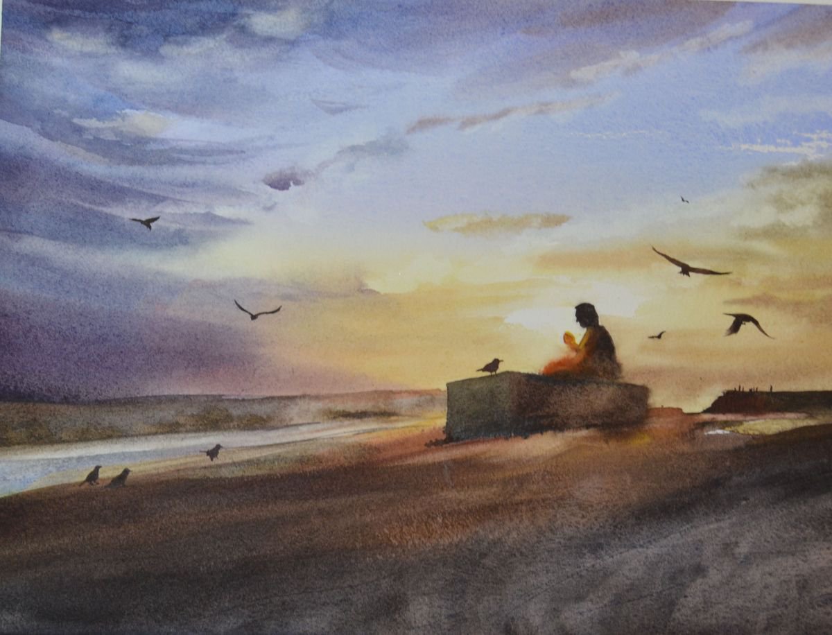 Impressionistic Landscape Watercolour By Jing Chen, 16 X 12, Revelations, Original Artwork