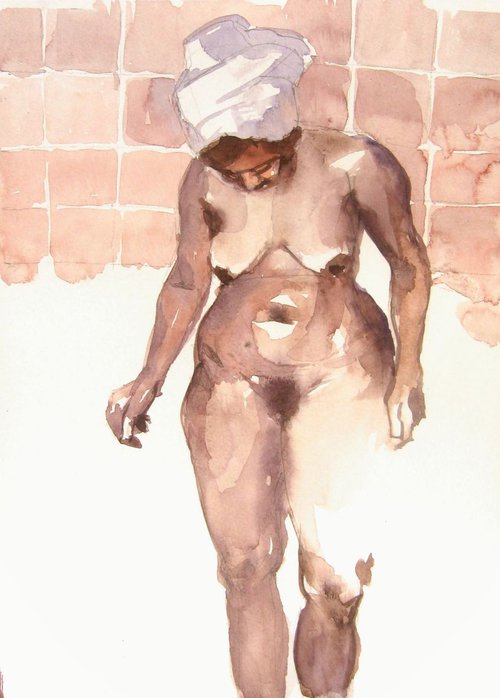 nude standing pose II by Goran Žigolić Watercolors