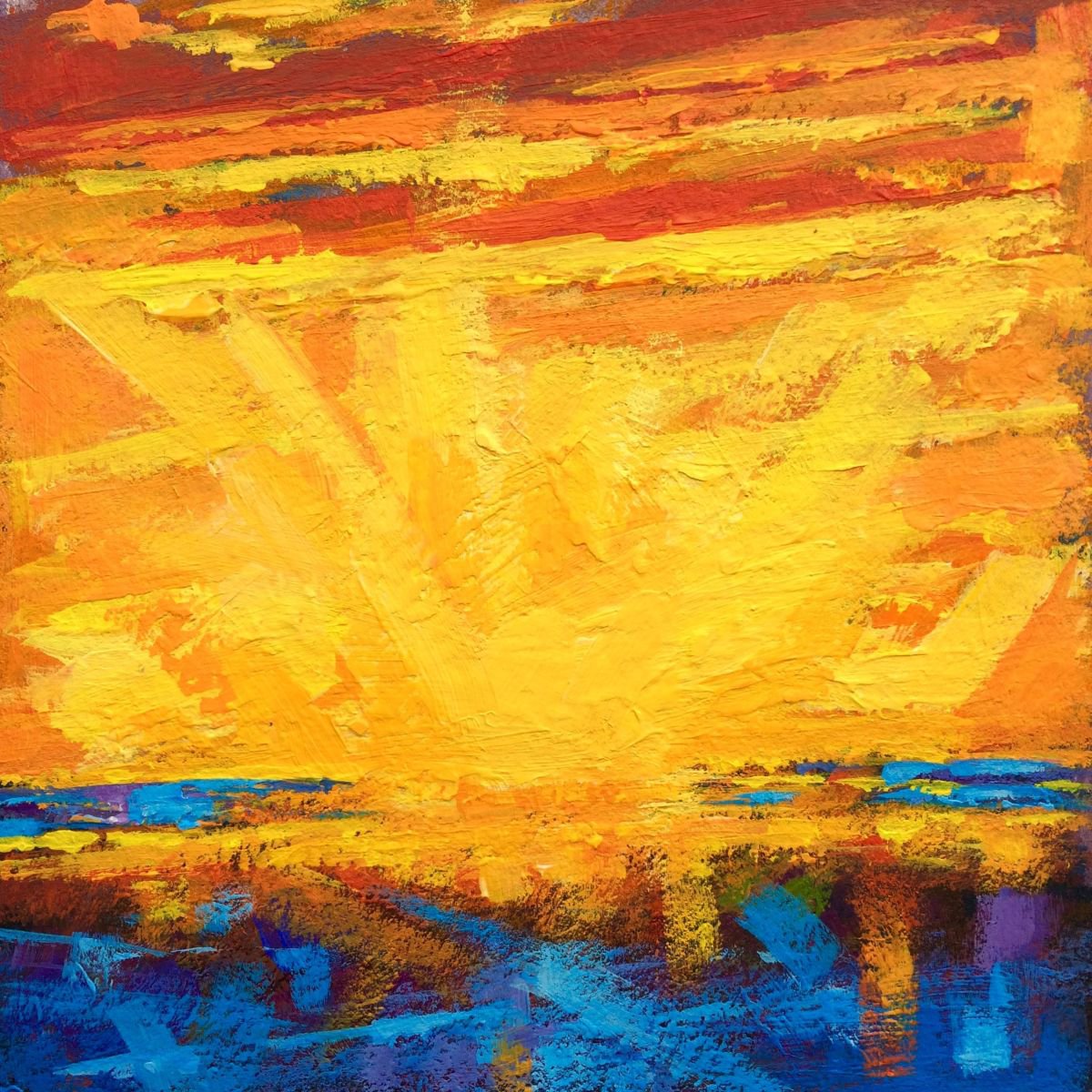 Acrylic Painting , Burst By Jimmy Leslie, 5 X 5, Artwork For Sale On Artfinder