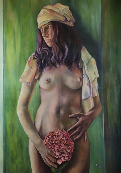 Portrait of a woman and her Nature "Flower woman" by Veronica Ciccarese