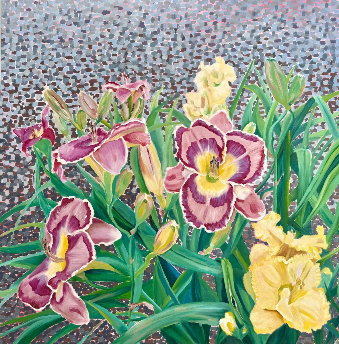 Impressionistic Botanical Oil Painting By Zulfiya Mukhamadeyeva, 28 X 28", Raspberry Eclipse, Original Artwork