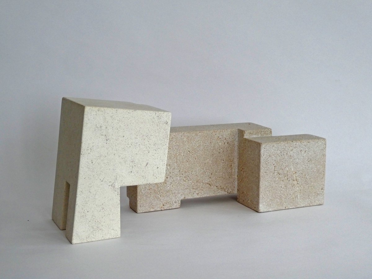 Geometric Abstract Stone Sculpture By Fieke De Roij, 16 X 8, Wander Space, Original Artwork