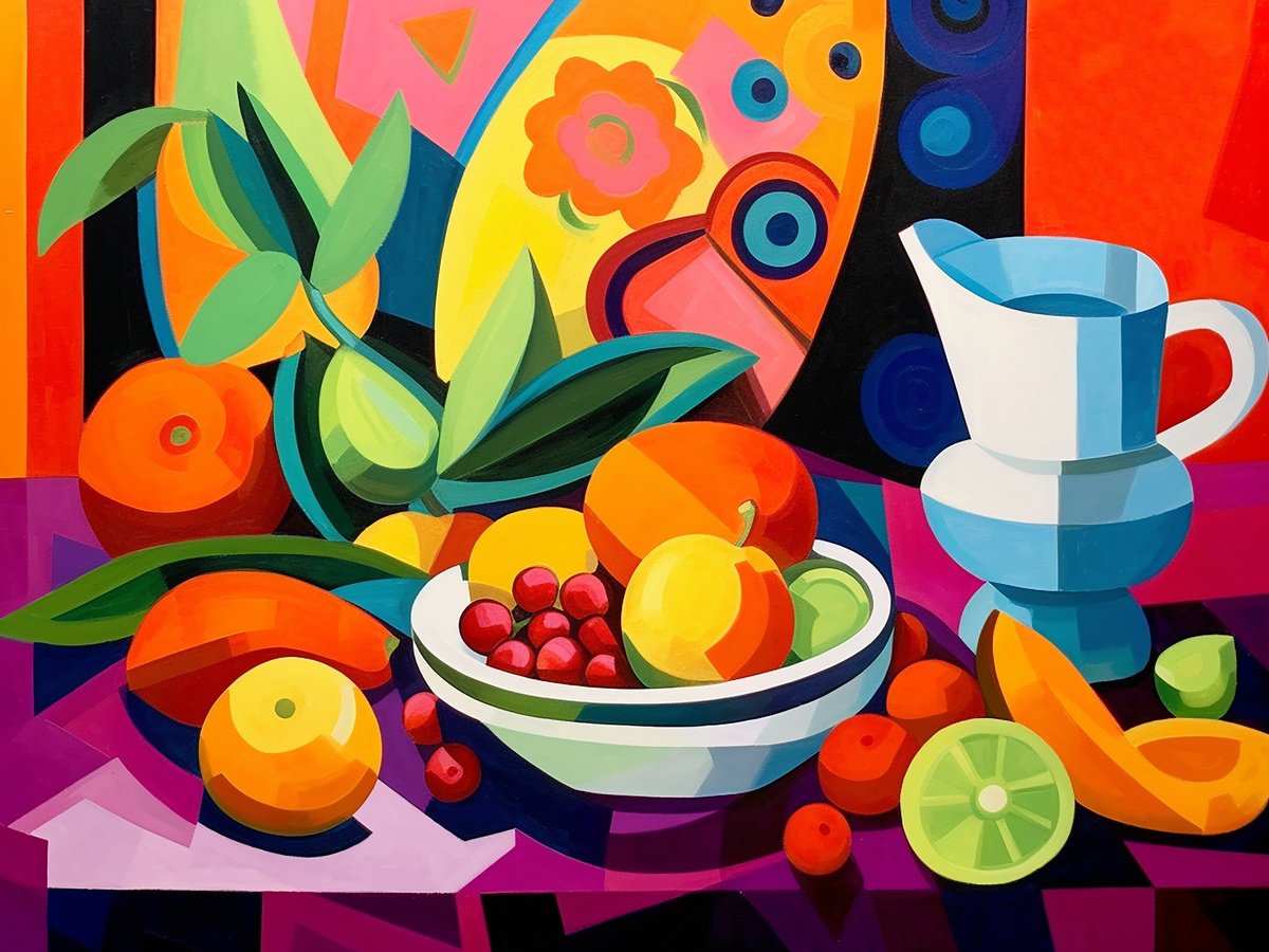 Impressionistic Still Life Acrylic Painting By Kosta Morr, 31 X 24", Abstract Still-Life Xxx, Original Artwork