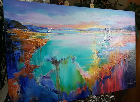 Evening symphony - Abstract Painting landscape, seascape