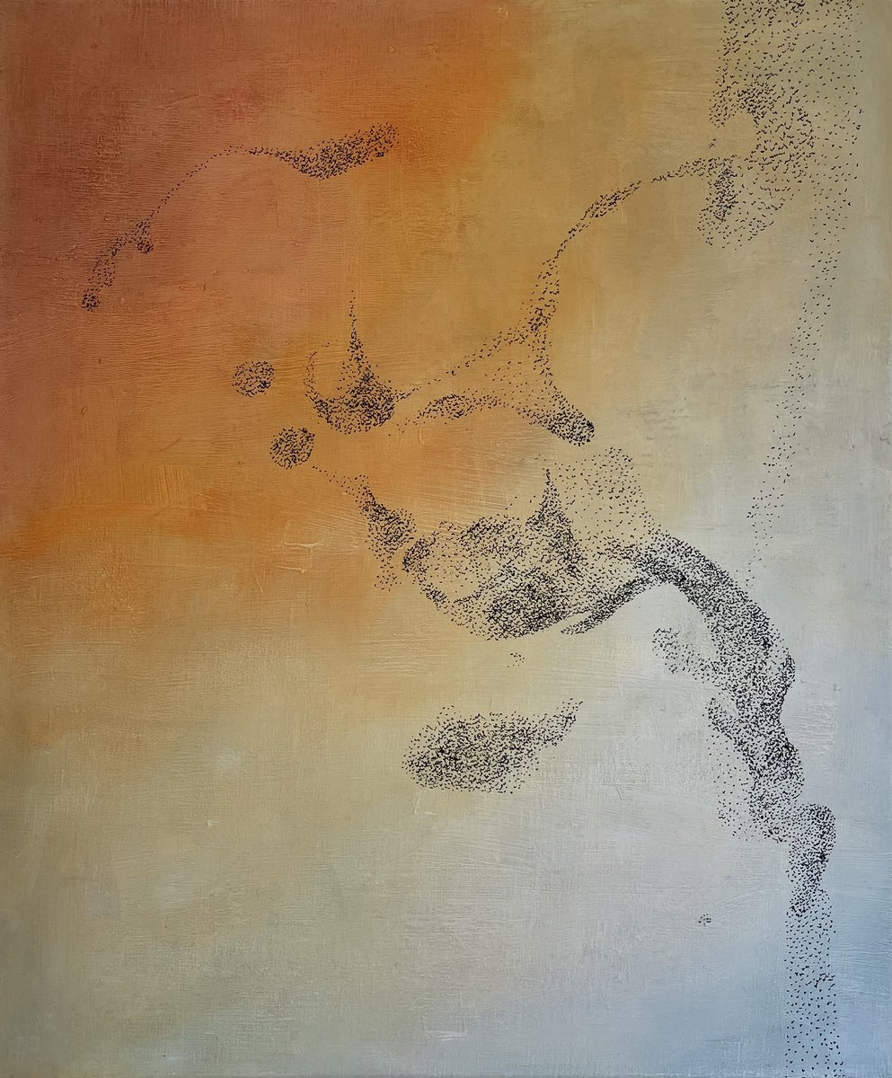 Abstract Oil Painting By Flora Butler, 20 X 24, Murmuration Ii, Original Artwork