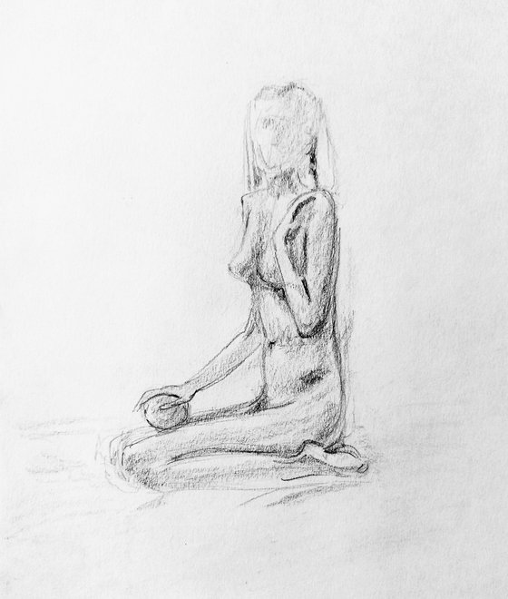 Nude. Original pencil drawing.