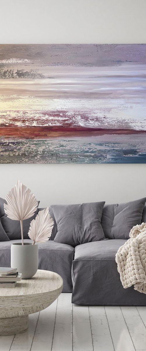 Pink White Oil canvas. Powdery Textured Abstract Art. by Marina Skromova