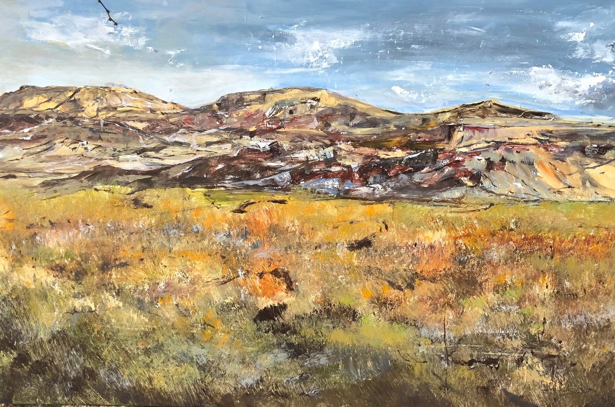 Impressionistic Landscape Acrylic Painting By Snezana Djordjevic, 24 X 16", Arizona Road-2, Original Artwork