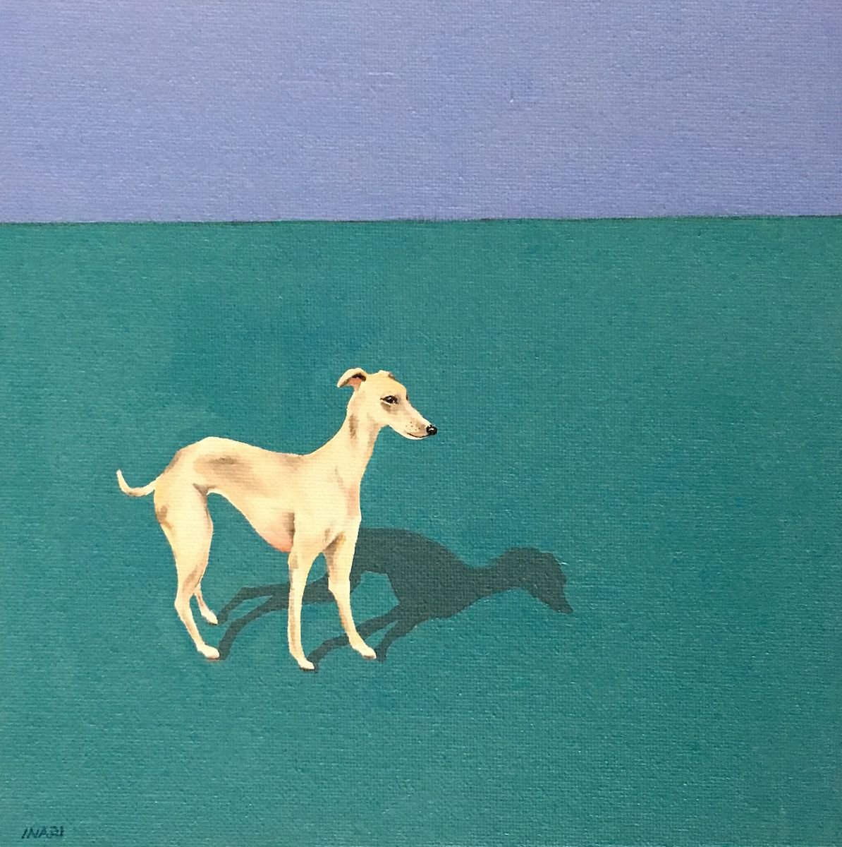 The whippet dog small oil painting by Inari