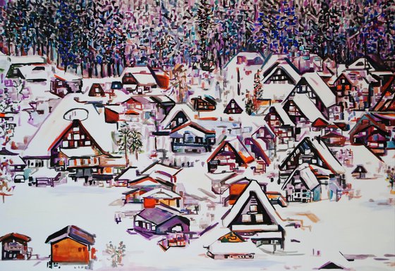 Winter Village  / 70 x 50 cm