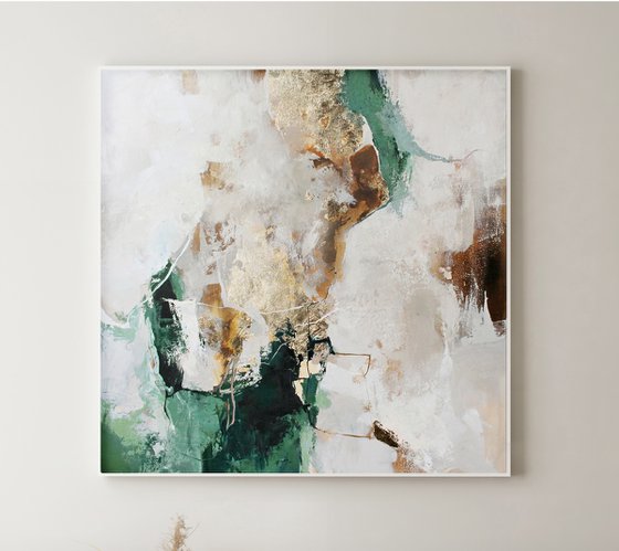 "Green Sobriety 2" Green gold abstract art
