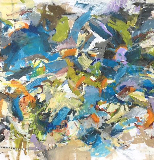 PATRICK'S SWIM Extra long expressive abstract by Lana Verdi