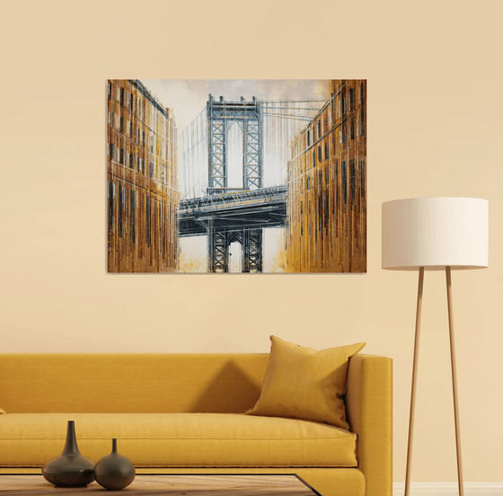 New York - The Manhattan Bridge At Dusk