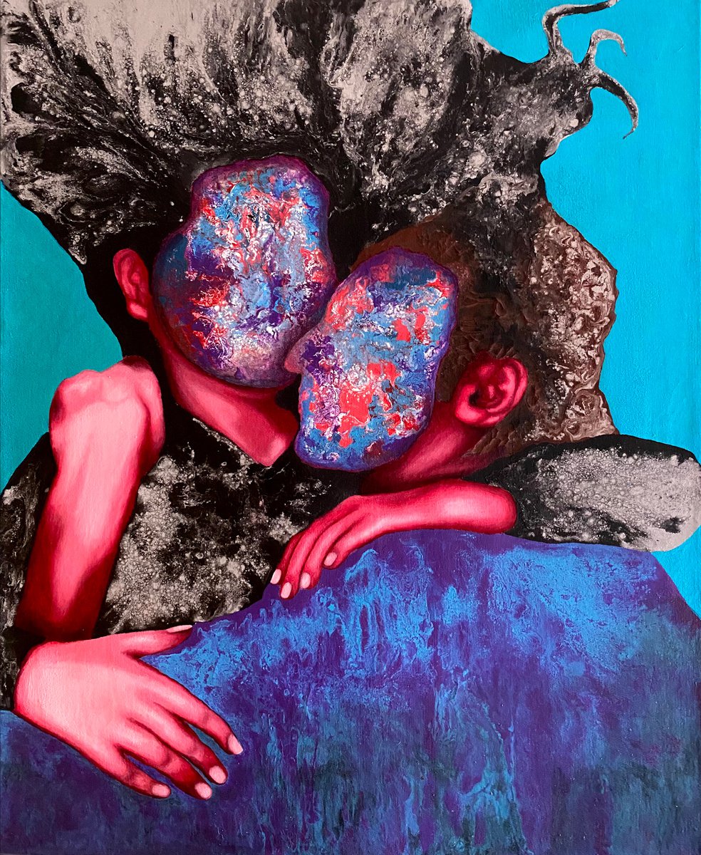 Expressive Portrait Painting By Stefano Pallara, 18 X 22", Karmic Brewing, Original Artwork