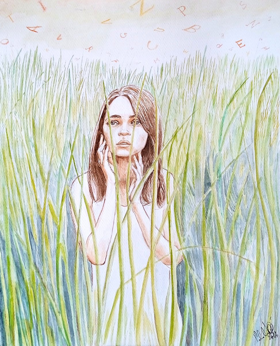 Illustrative Landscape Pastel Drawing By Paolo Beneforti, 9 X 12", The Swarm, Original Artwork