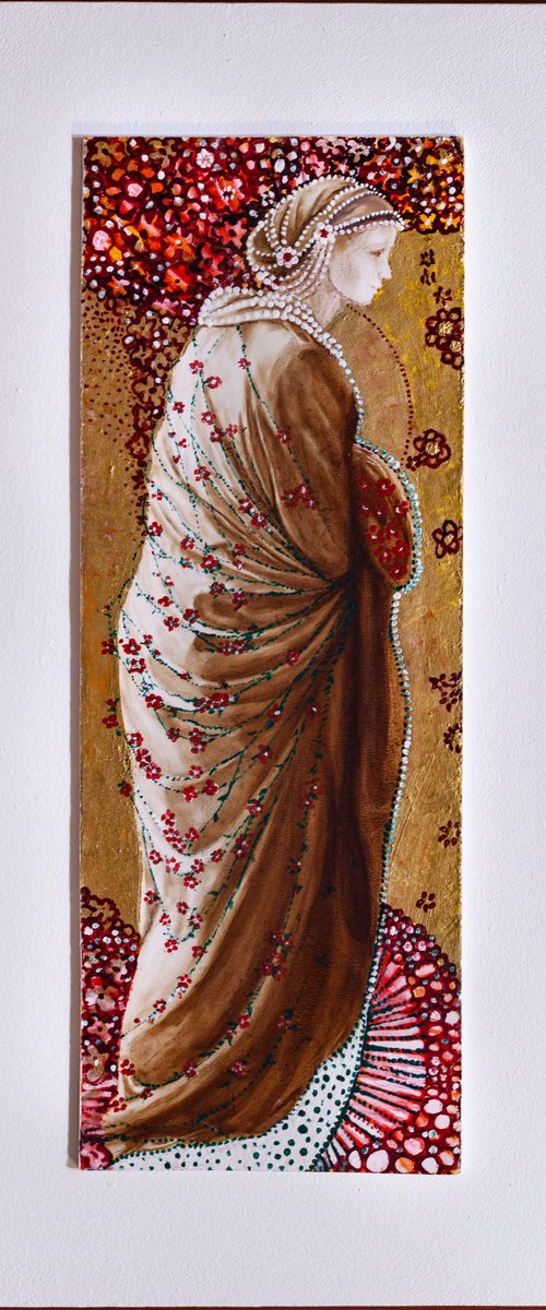 Woman with pearls by Aleksandr Neliubin