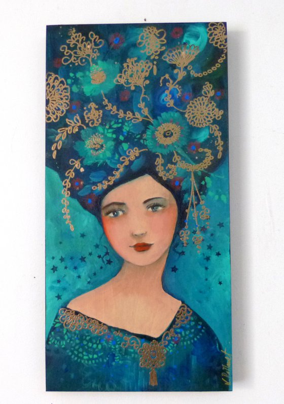 Blue destiny .40x 20 cm on wood