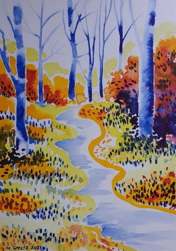 Simple Spring forest in yellow