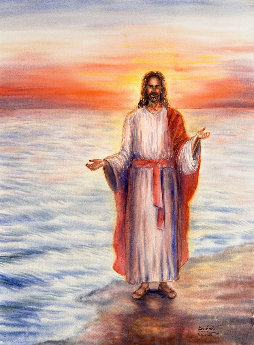 Photorealistic Watercolour , The Sun Of Righteousness. Healing In His Rays By Oleksandra Padushyna, 22 X 30, Artwork For Sale On Artfinder