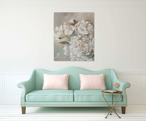 Peonies wall art, Floral Canvas - Peonies Original Art