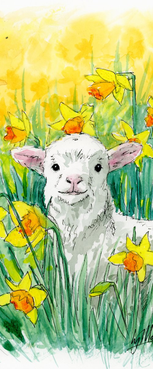 Lamb among the Daffodils by Lisa Mann