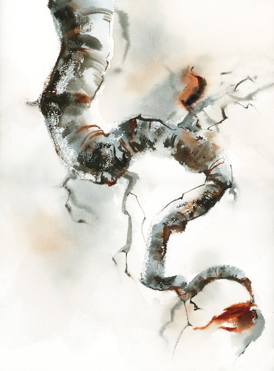 Impressionistic Landscape Watercolour By Sophie Rodionov, 12 X 16", Laste Leaves, Original Artwork